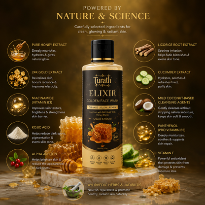 Turath Care Elixir Golden Face Wash bottle
