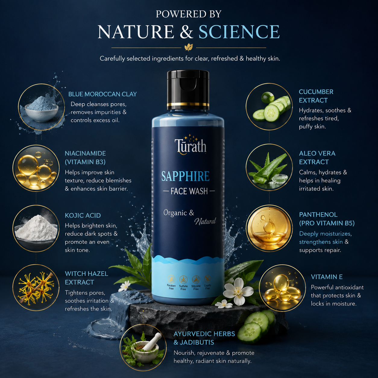 Turath Care Sapphire FaceWash With Ingredients